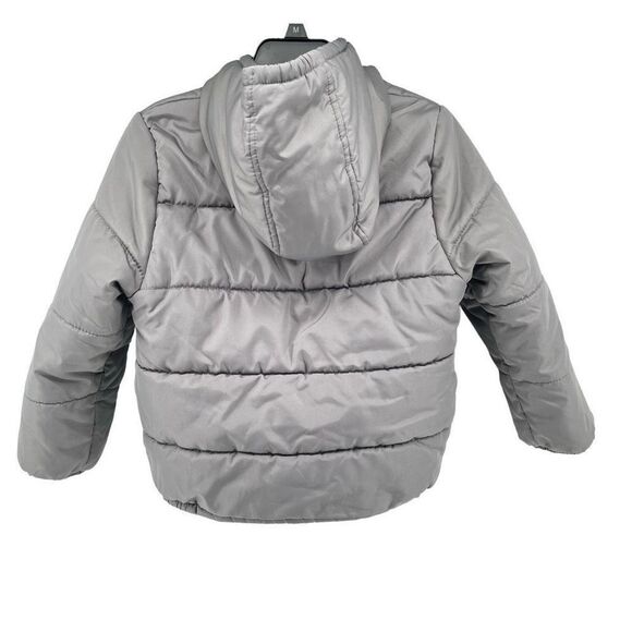 Carter’s Boy’s Gray Blue Full Zip Fleece Lined Hooded Puffer Jacket Coat Size 7 - Picture 8 of 16
